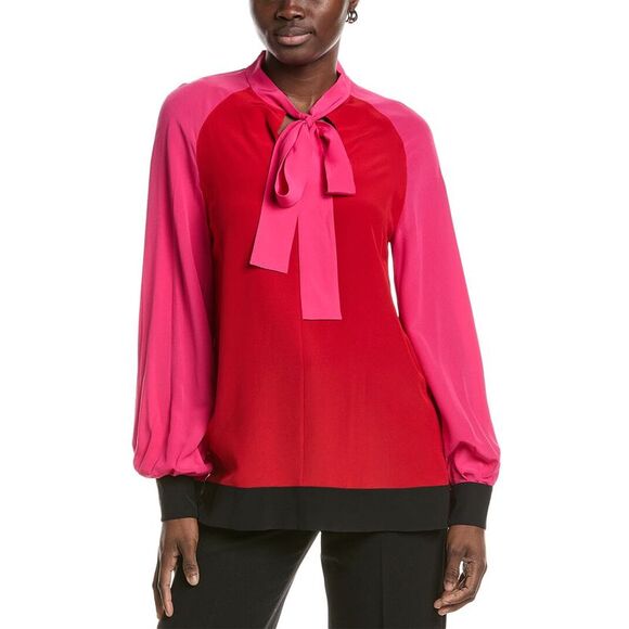 Akris WomensScarf Silk Blouse Pink